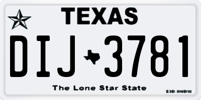 TX license plate DIJ3781