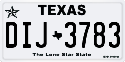 TX license plate DIJ3783