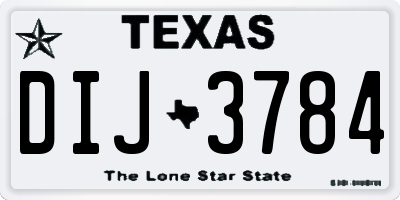 TX license plate DIJ3784