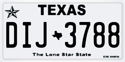 TX license plate DIJ3788