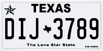 TX license plate DIJ3789