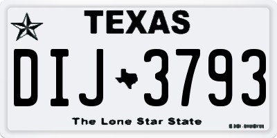 TX license plate DIJ3793