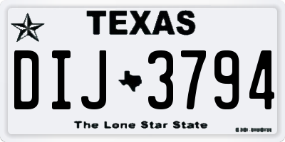 TX license plate DIJ3794