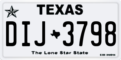 TX license plate DIJ3798