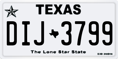 TX license plate DIJ3799