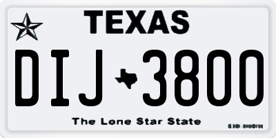 TX license plate DIJ3800