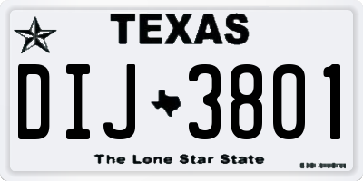 TX license plate DIJ3801
