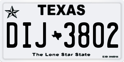 TX license plate DIJ3802