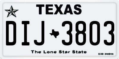 TX license plate DIJ3803