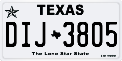 TX license plate DIJ3805