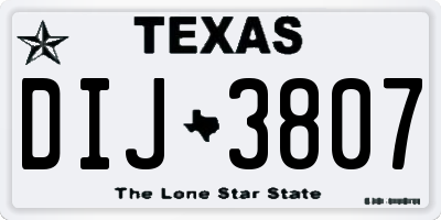 TX license plate DIJ3807