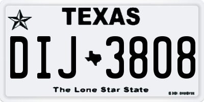 TX license plate DIJ3808