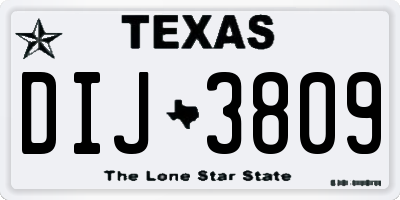 TX license plate DIJ3809