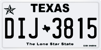 TX license plate DIJ3815