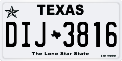 TX license plate DIJ3816