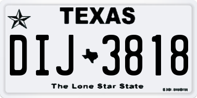TX license plate DIJ3818
