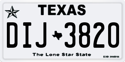 TX license plate DIJ3820