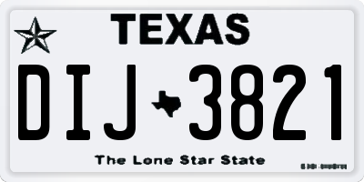 TX license plate DIJ3821