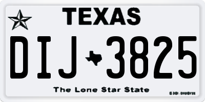 TX license plate DIJ3825