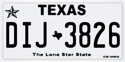 TX license plate DIJ3826