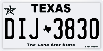 TX license plate DIJ3830