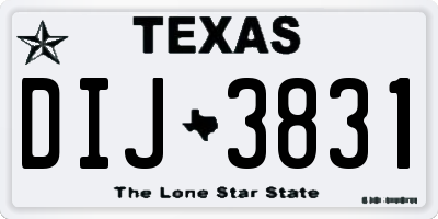 TX license plate DIJ3831