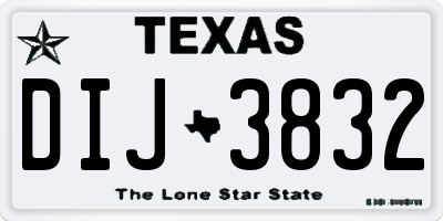 TX license plate DIJ3832