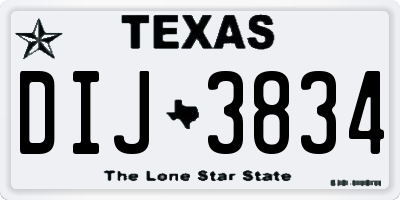 TX license plate DIJ3834