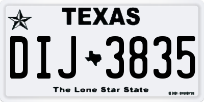 TX license plate DIJ3835