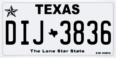 TX license plate DIJ3836