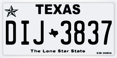 TX license plate DIJ3837