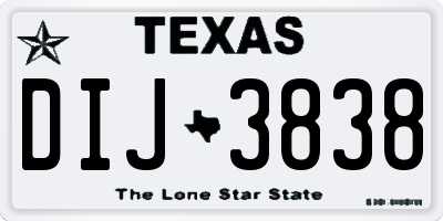 TX license plate DIJ3838