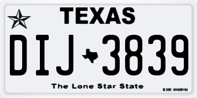 TX license plate DIJ3839