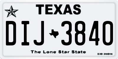 TX license plate DIJ3840