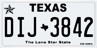 TX license plate DIJ3842
