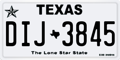 TX license plate DIJ3845