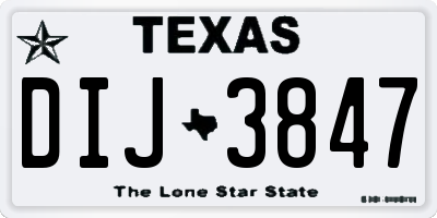 TX license plate DIJ3847