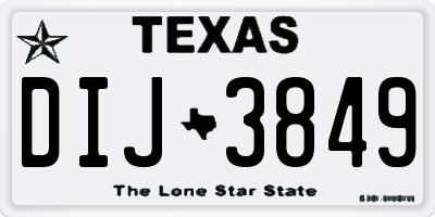 TX license plate DIJ3849
