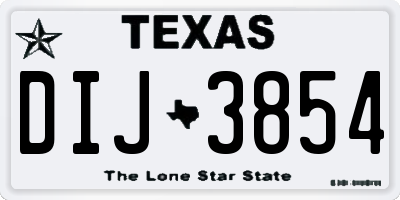 TX license plate DIJ3854