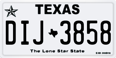 TX license plate DIJ3858