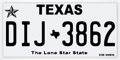 TX license plate DIJ3862
