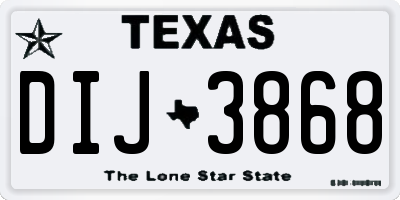 TX license plate DIJ3868
