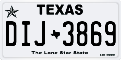 TX license plate DIJ3869