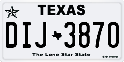 TX license plate DIJ3870