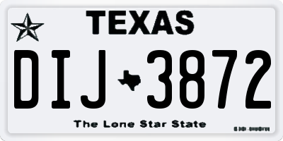 TX license plate DIJ3872