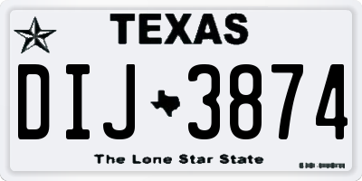 TX license plate DIJ3874