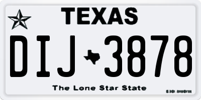TX license plate DIJ3878