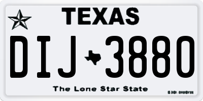 TX license plate DIJ3880