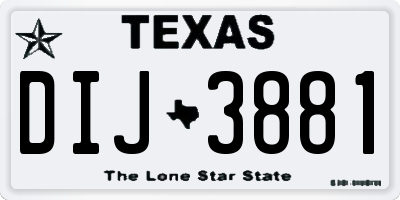TX license plate DIJ3881