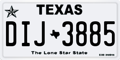 TX license plate DIJ3885